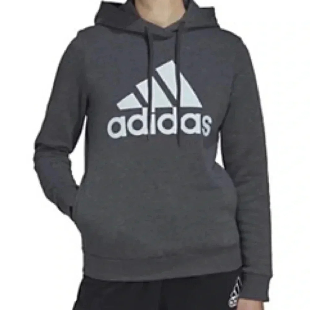 Adidas Essentials Logo Fleece Hoodie Gray/Light Blue Size Large - NWOT